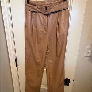 Tan High-Waisted Pants